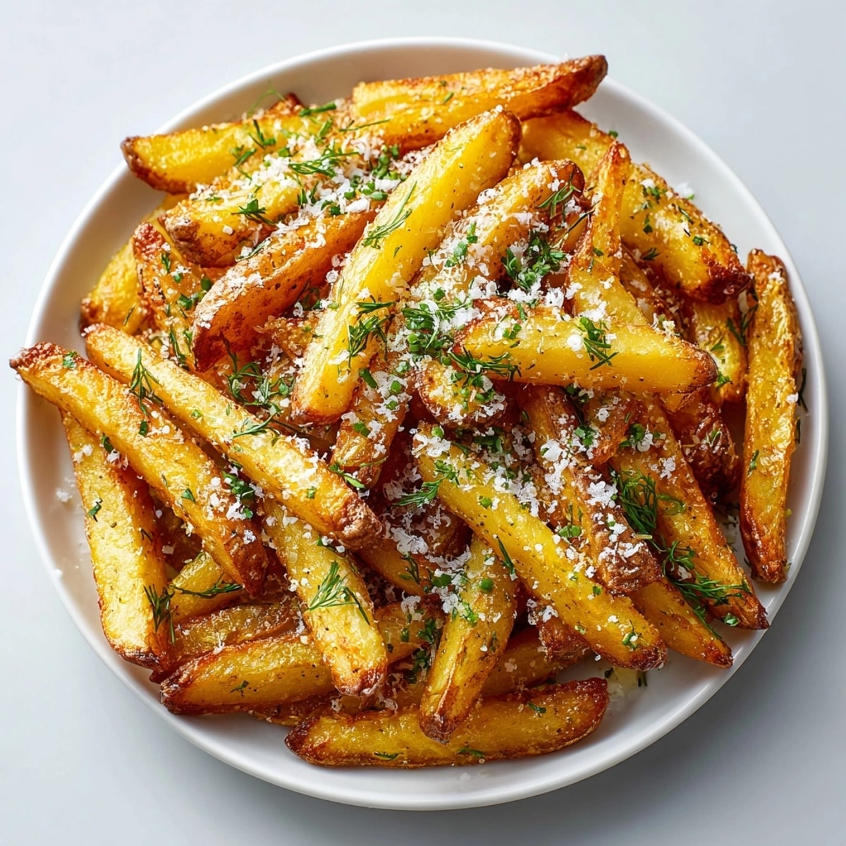 Tender fries, seasoned perfectly and coated in Parmesan, make the perfect Pickle Parmesan Air Fryer Fries recipe.