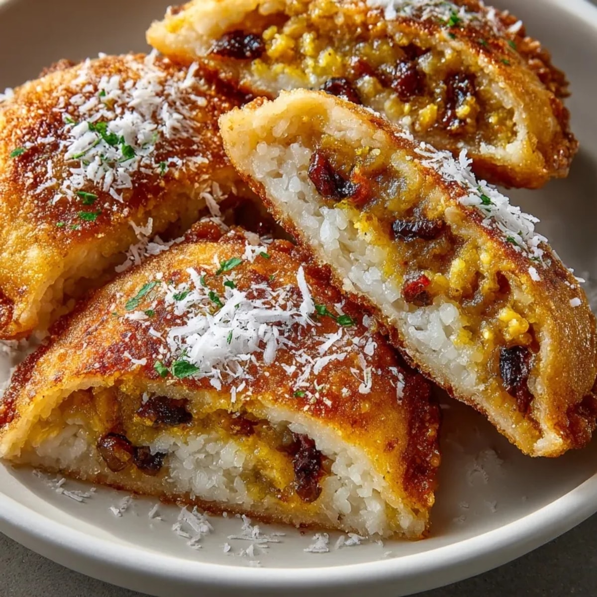 Golden South Indian ela ada coconut banana fritters served warm with crispy edges.