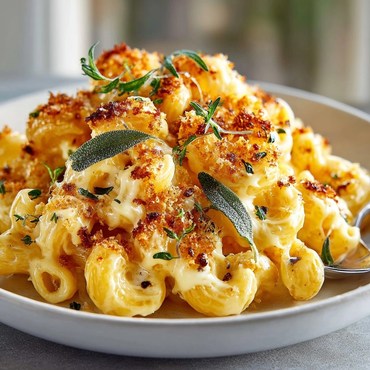 Creamy, rich Butternut Squash Mac with Brown Butter Sage Foam, a warm bowlful of pure comfort.