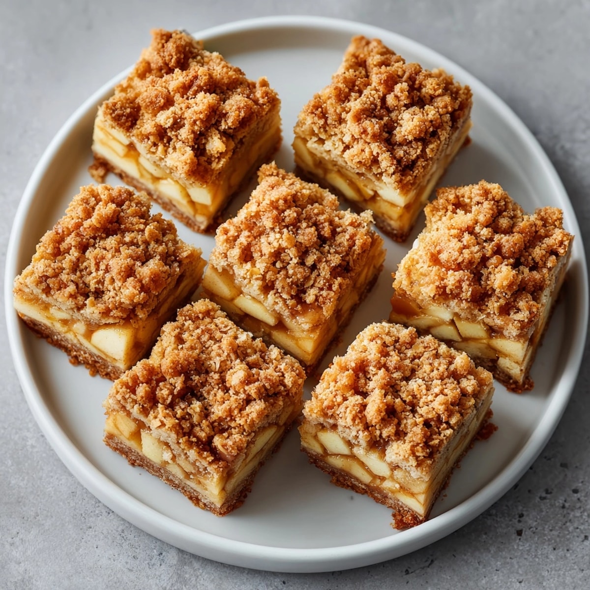 Cinnamon Apple Crisp Bars served on a plate, warm dessert paired with a scoop of vanilla ice cream