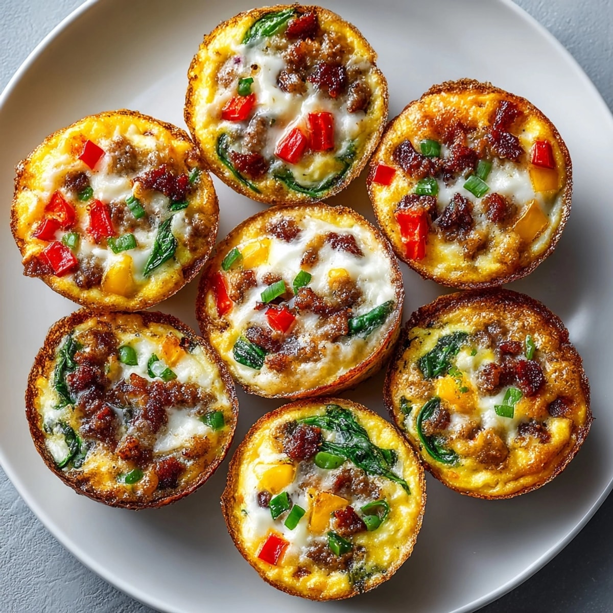 Make-Ahead Egg Muffins cooling in a muffin tin, filled with savory bacon and peppers.