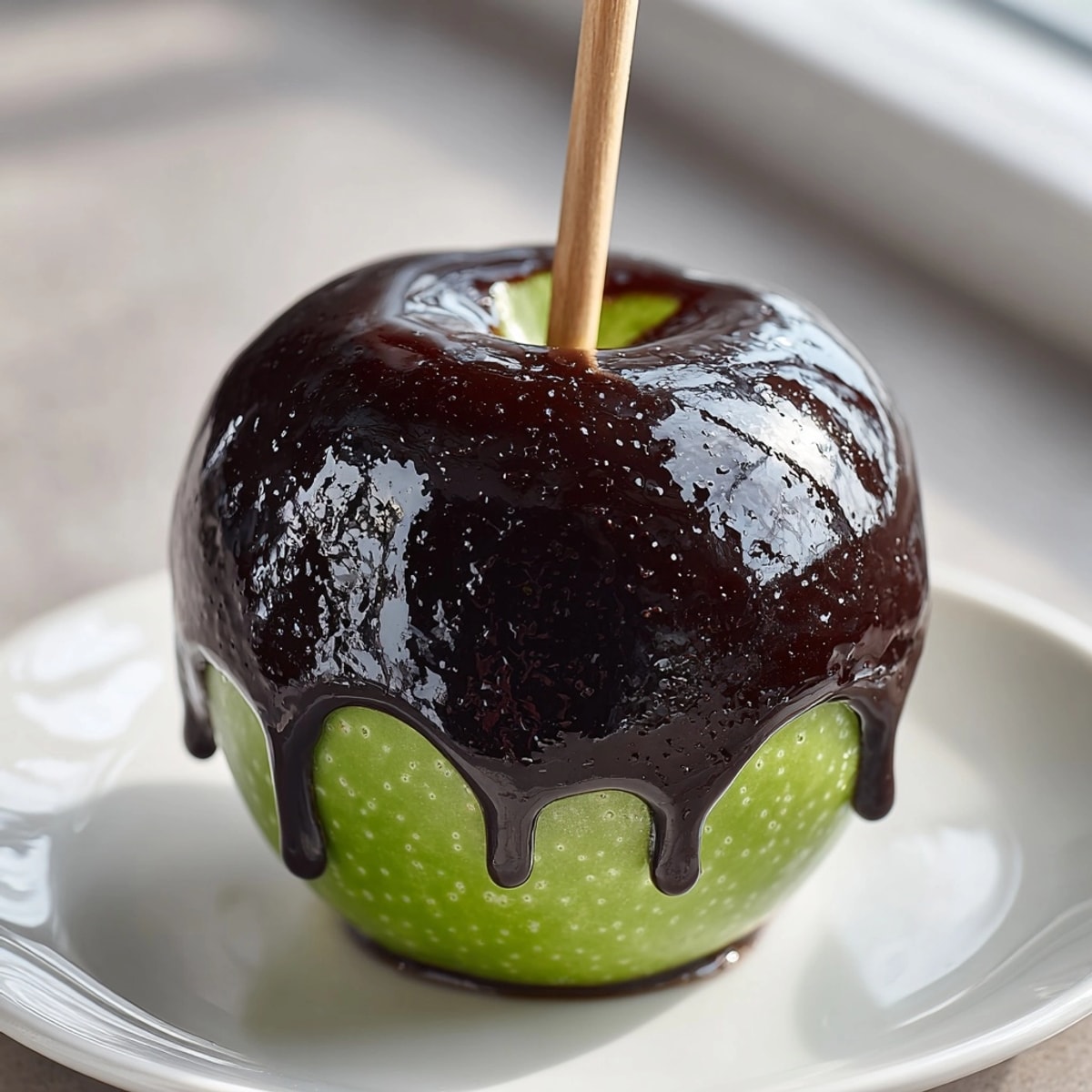 Spooky Halloween Poison Apple Black Caramel Apples, a sinister treat dripping with dark magic.