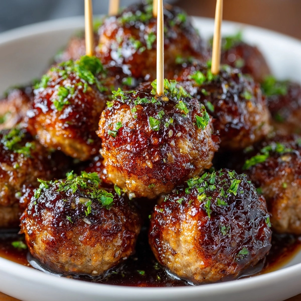 Golden Honey Garlic Cocktail Meatballs glistening, smelling sweet and savory, ready for dipping.