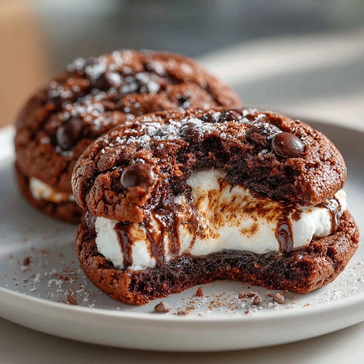 Close-up of bakery-style spiced hot chocolate cookies: a sweet, comforting winter dessert.