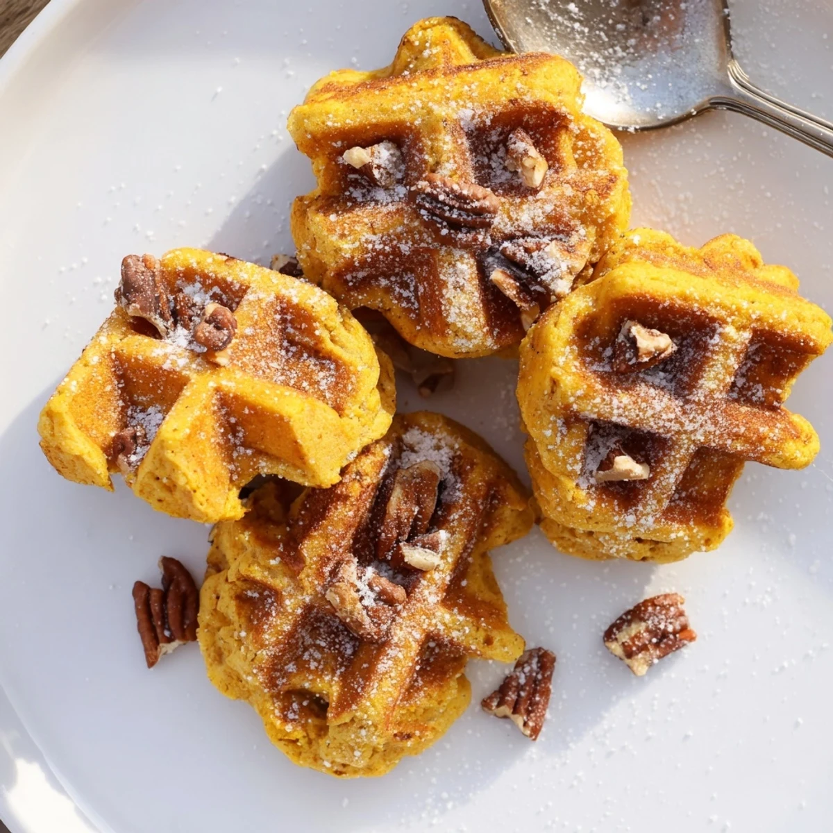 Deliciously spiced pumpkin muffin bites with a crispy exterior, perfect for snacking.  