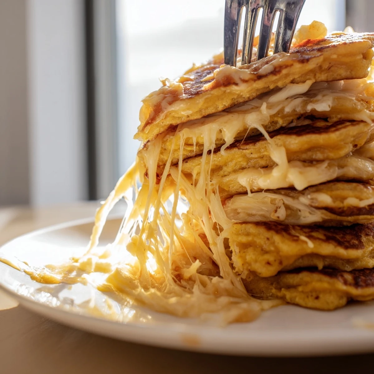 Delicious pumpkin pancake skewers, layered with melted cheese, perfect for brunch gatherings.  