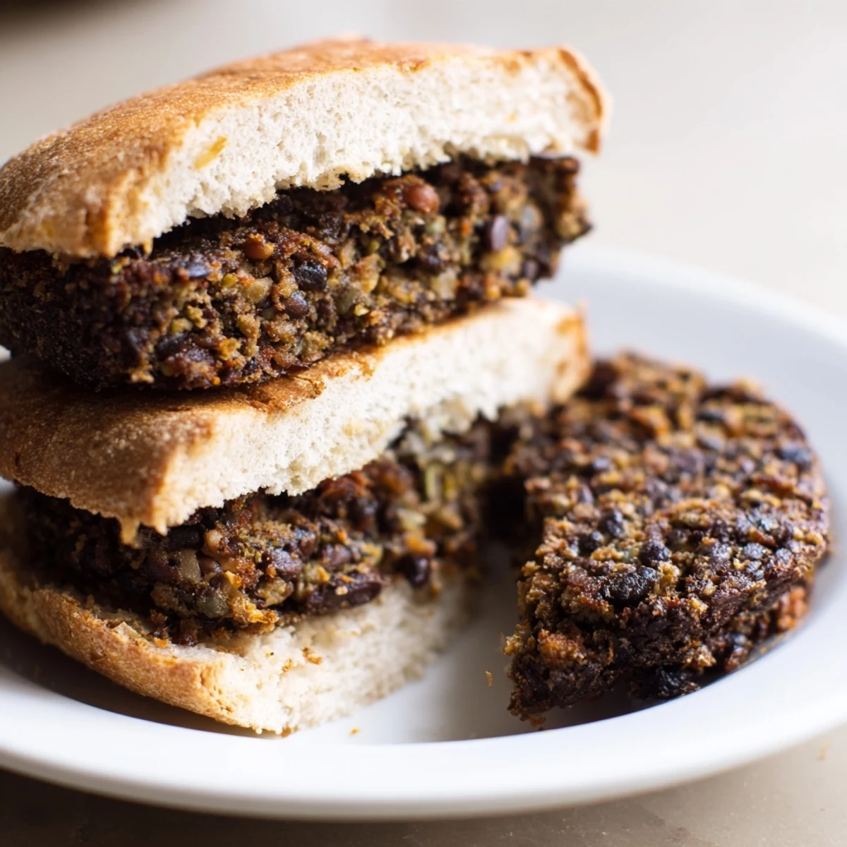 Quick Black Bean Burgers sizzling in a skillet, ready for a delicious vegan lunch.  