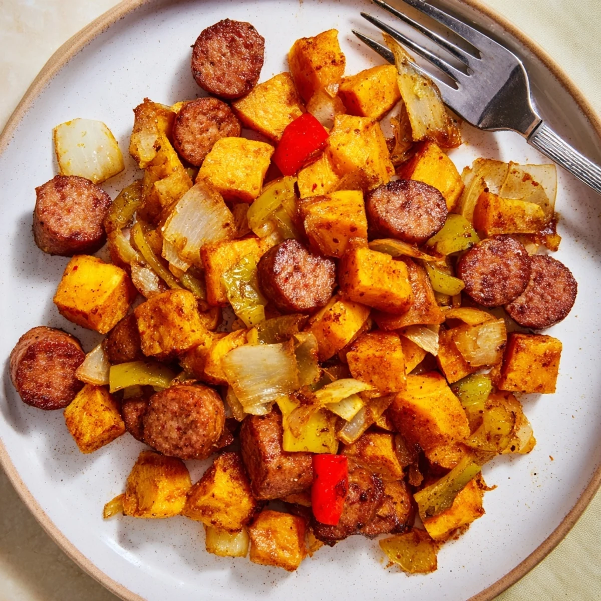 Sweet Potato Cajun Sausage Hash