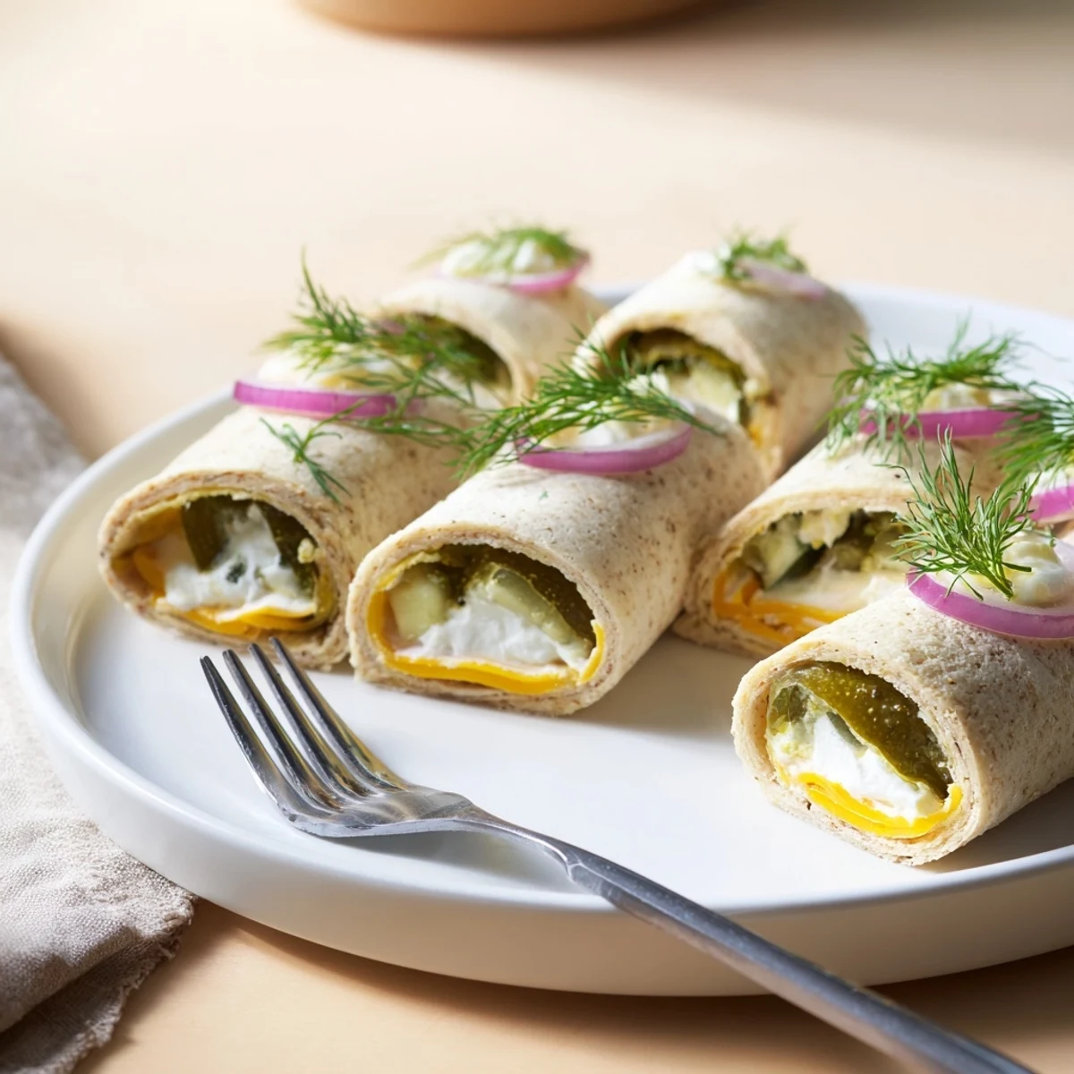Crispy Pickle-in-a-Blanket wraps with creamy cheese perfect for party snacking.  
