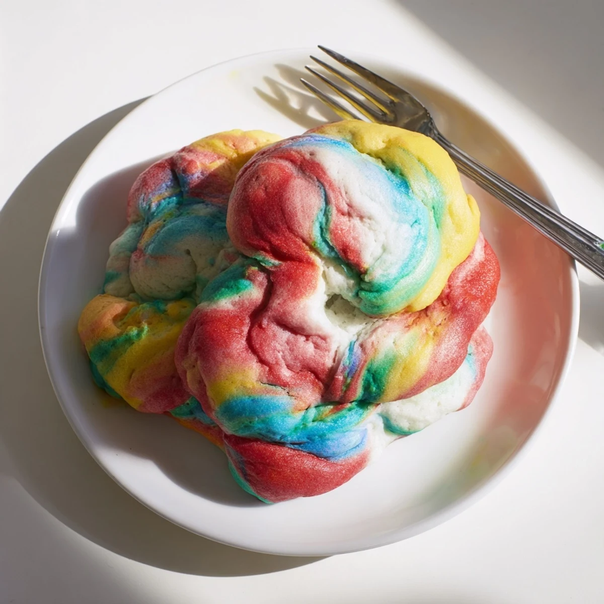Eye-catching cloud bread in rainbow hues, a delightful gluten-free snack option.