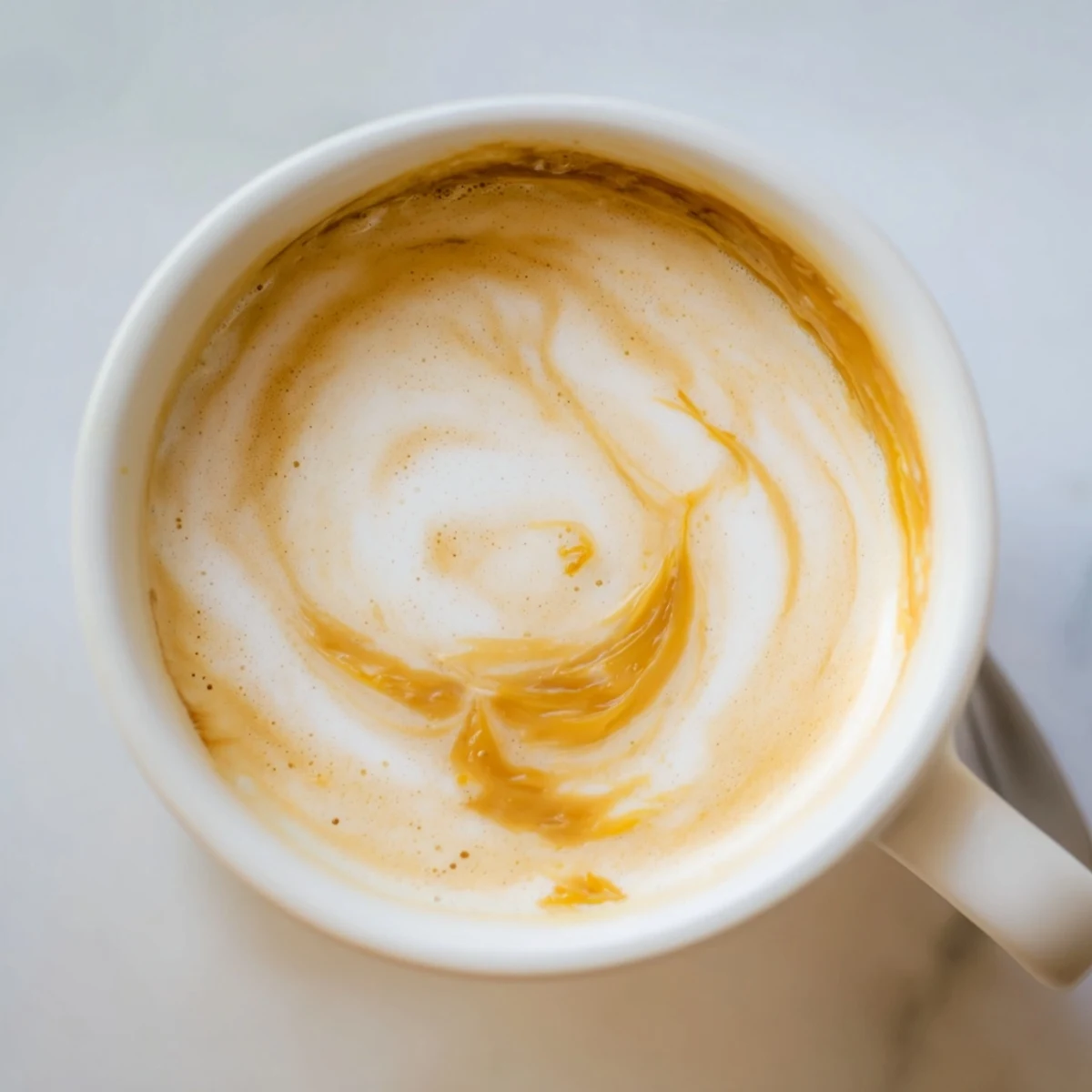 Savory-sweet Onion Latte served in a warm mug with a golden hue.  