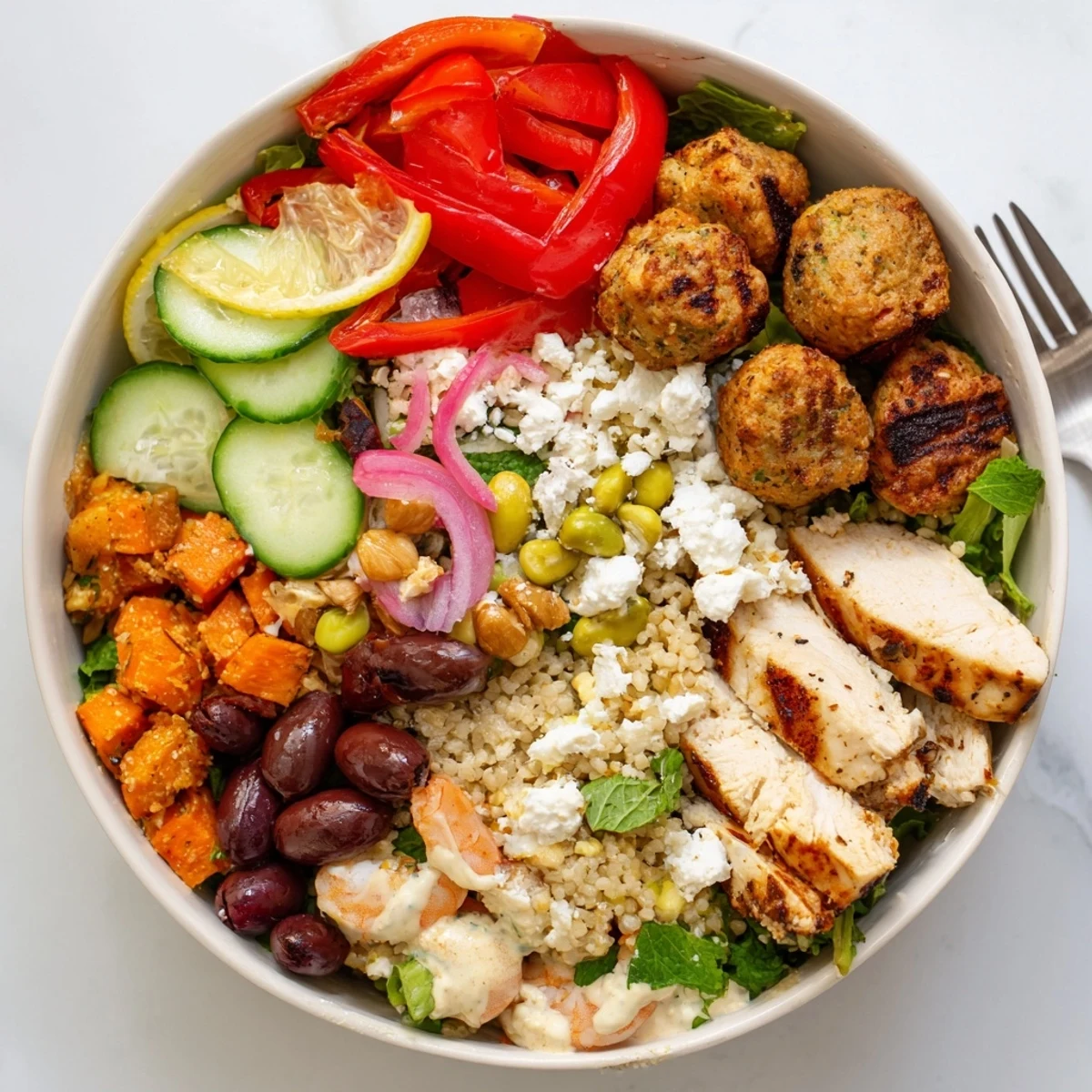 A colorful build-your-own bowls and boards setup with fresh ingredients.  