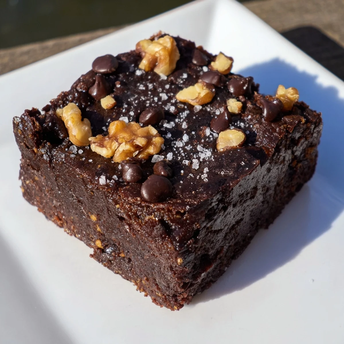 A close-up of a delightful batch of rich, gluten-free sweet potato brownies straight from the oven.