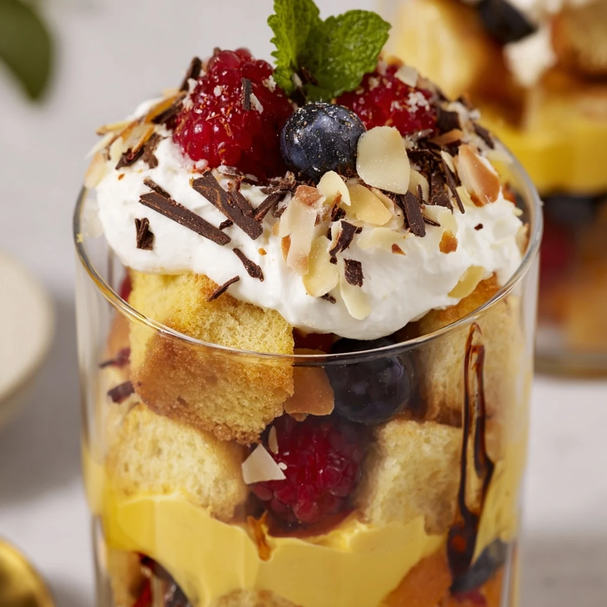 Sweet, creamy Simplified Christmas Trifle Cups offer a delightful holiday dessert with fresh fruit and whipped topping.