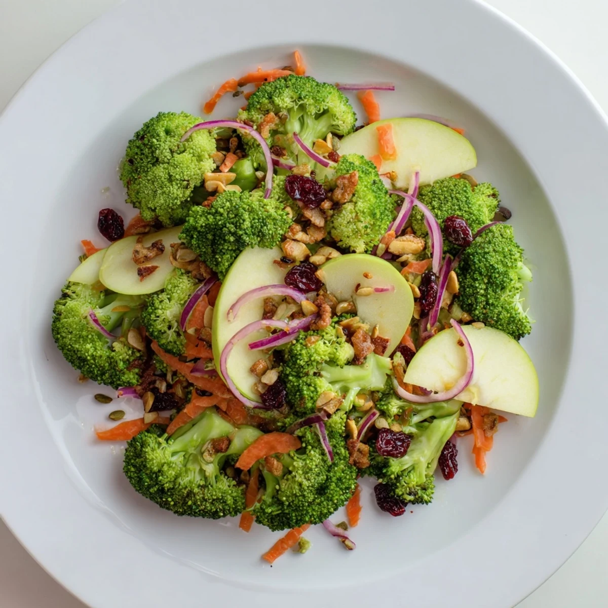 Vibrant Broccoli and Apple Hot Girl Salad, with crisp broccoli florets and apple slices, perfect for a light lunch.