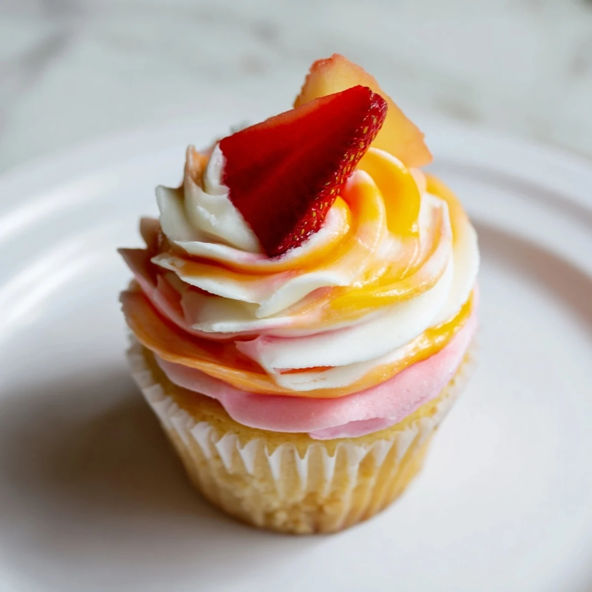 Mango Strawberry Sunset Cupcakes
