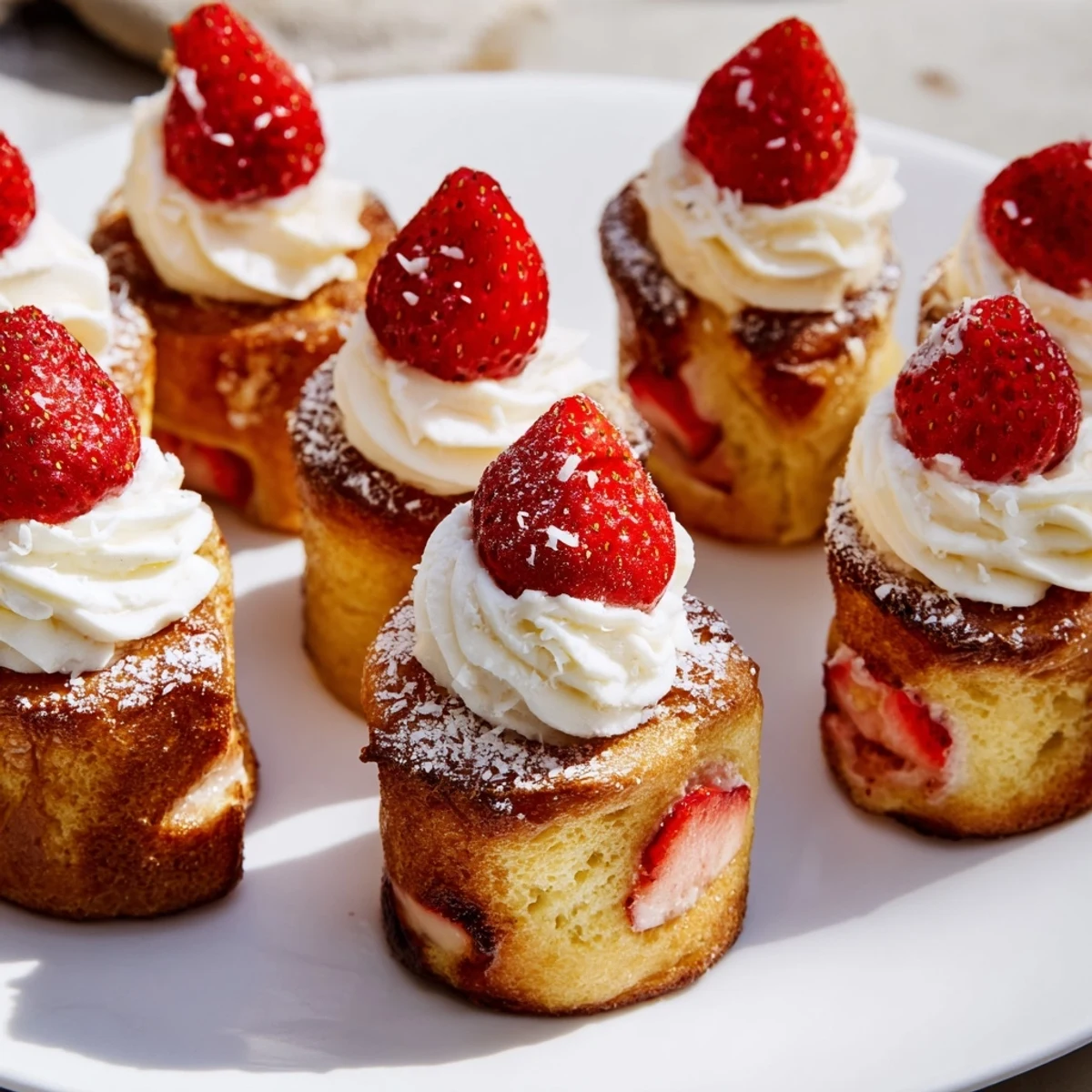 Perfectly baked Santa Hat Bread Pudding Bites, showcasing the creamy custard and vibrant red berries.