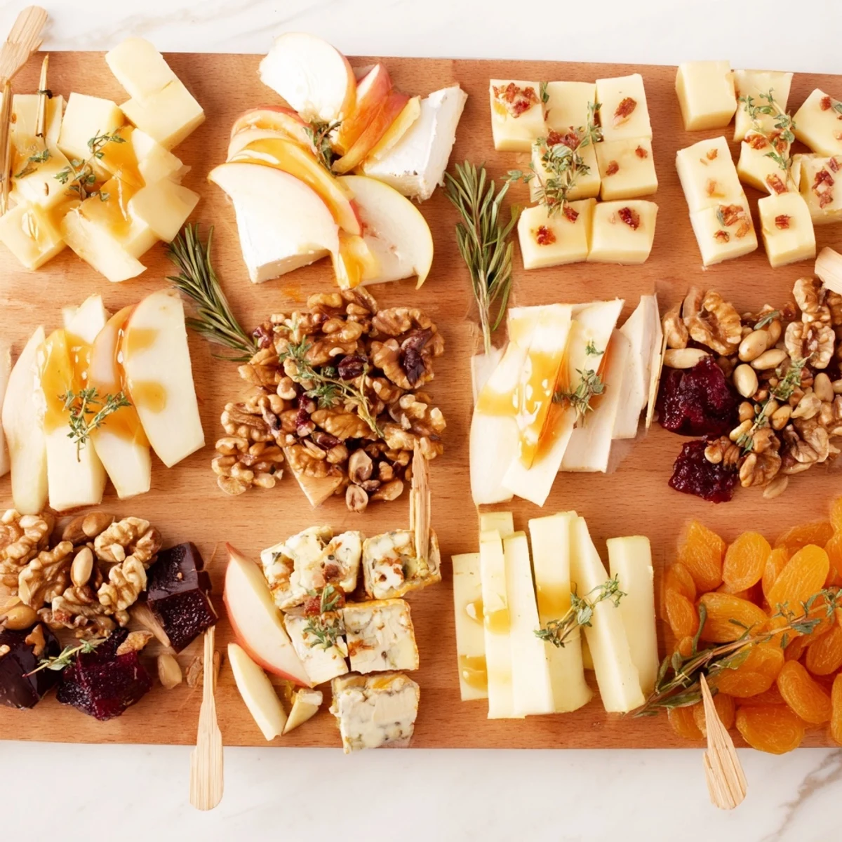 Arranged in twelve segments, this festive Twelve Days of Cheese Board offers a diverse array of cheeses.