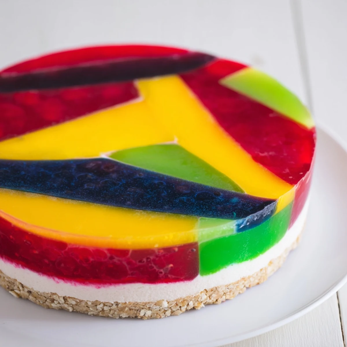 A delicious slice of The Kaleidoscope, a colorful dessert with each bite revealing amazing flavors.