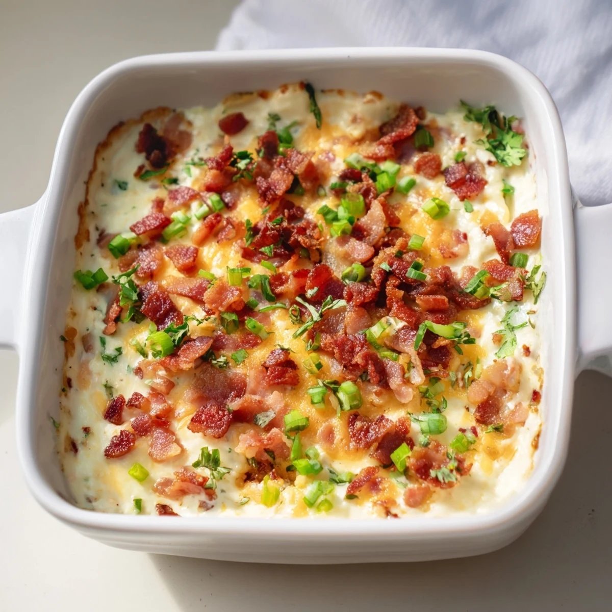 Golden, bubbly Cheesy Bacon Ranch Dip, a savory appetizer perfect for game day gatherings.
