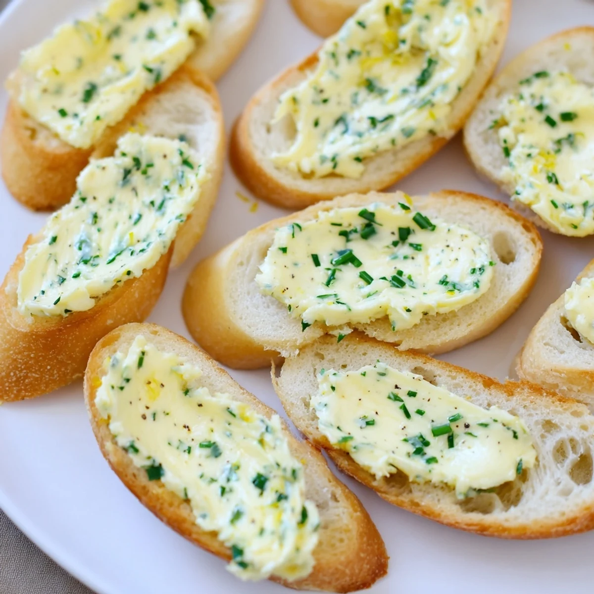 Warm, freshly baked Vodka Butter Crostini, brushed with olive oil and topped with savory vodka-infused butter, ready to eat.