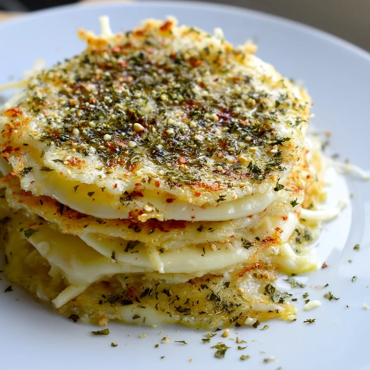 Crispy Rice Cake Cheese Stacks