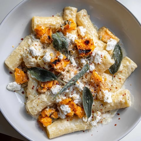 Golden, roasted sweet potatoes, goat cheese, and sage star in this comforting pasta dish.