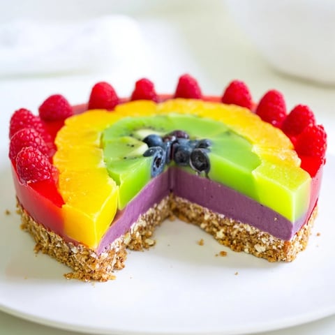 Vibrant wedges of The Kaleidoscope dessert showcasing layers of beautiful colors, ready to enjoy.