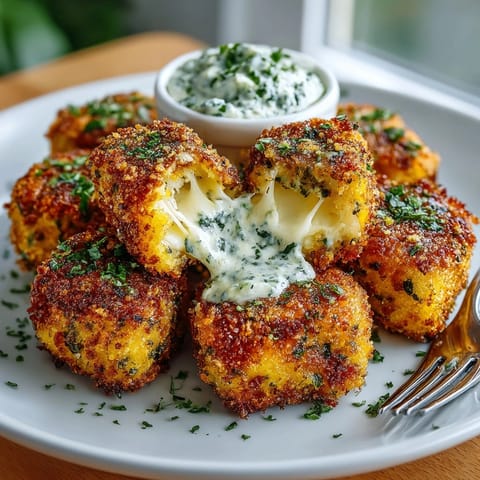 A close-up of the perfectly fried mozzarella-stuffed plantain nuggets ready to eat, a delicious Caribbean-Italian appetizer.