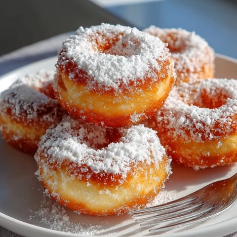 Crispy air fryer Italian zeppole with soft, sweet interiors and sugar topping.