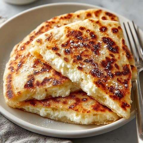 Freshly made Easy 2-Ingredient Cottage Cheese Flatbread Recipe served warm, perfect for dipping or topping.