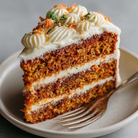 Moist healthy carrot cake made without flour, topped with creamy honey vanilla frosting.