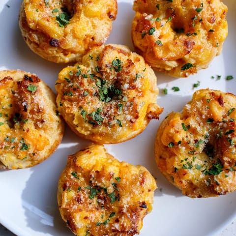 Fluffy, aromatic Chili Garlic Cheese Biscuit Donuts drizzled with garlic butter and herbs.  