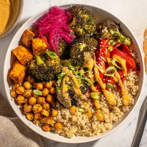 Deliciously customizable Bold Sauce Drizzle Bowls featuring miso and gochujang flavors.  