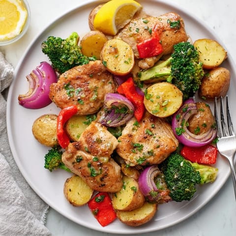 Lazy Gourmet Chicken & Vegetable One-Pot features tender chicken and vibrant veggies in one dish.