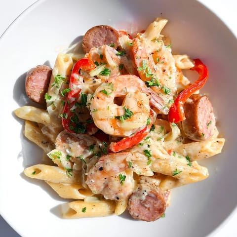 Cajun Sausage Shrimp Alfredo