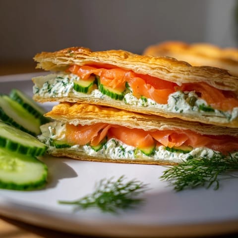 Elegant Étoiles Filantes Assiette de Fin d'Année: flaky, golden pastry stars with salmon and herbed cream cheese.