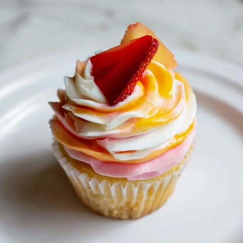 Mango Strawberry Sunset Cupcakes