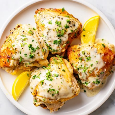 Juicy Greek Yogurt Chicken with fresh parsley and lemon, a Mediterranean-inspired, easy recipe.