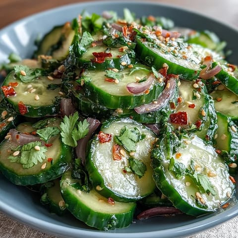 Spicy and refreshing chili-lime cucumber salad, perfect for summer picnics and BBQs.  
