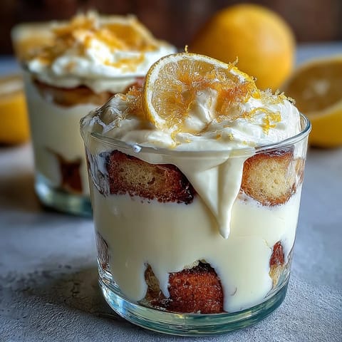 Individual Limoncello Tiramisu Dessert Jars feature layers of zesty mascarpone cream and delicate ladyfinger biscuits.