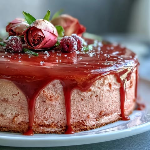 Bridal Shower Rosé Velvet Cake: A picture of pink perfection with edible gold dripping.