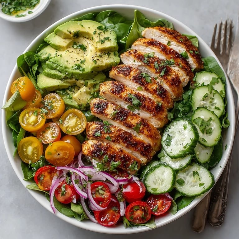 Vibrant Avocado Lime Chicken Salad served chilled with cilantro garnish, perfect for a summer lunch.