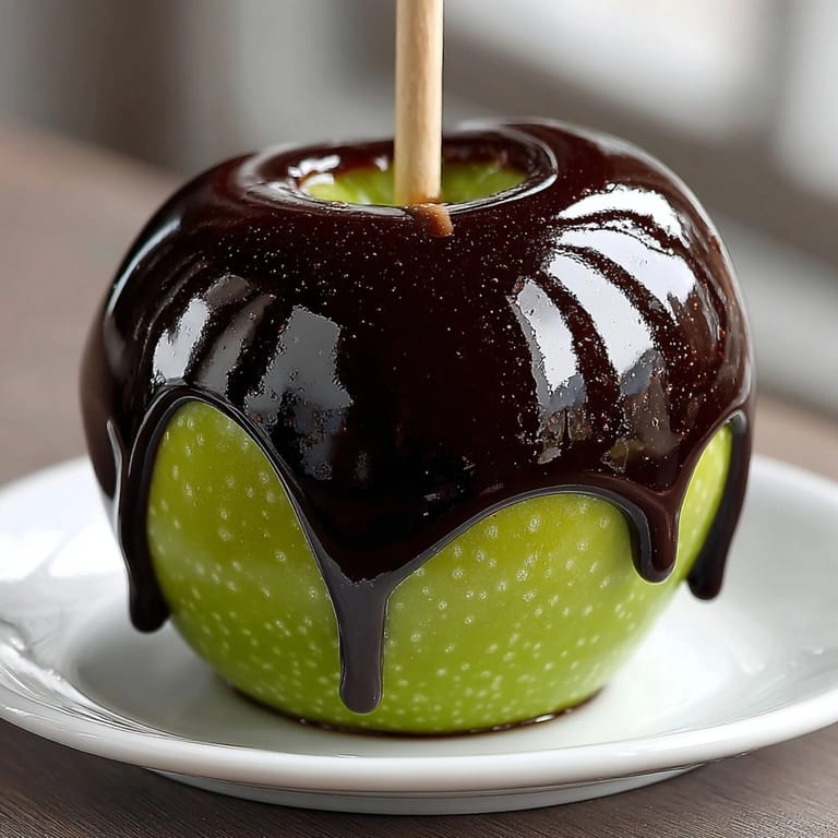 Perfectly dipped Halloween Poison Apple Black Caramel, a creepy dessert radiating rich, buttery aroma.