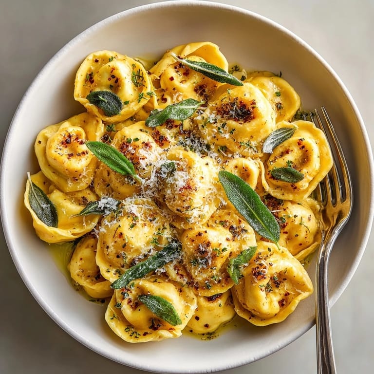 Making elegant Brown Butter Pumpkin Tortellini at home: a simple, delicious vegetarian Italian dinner.