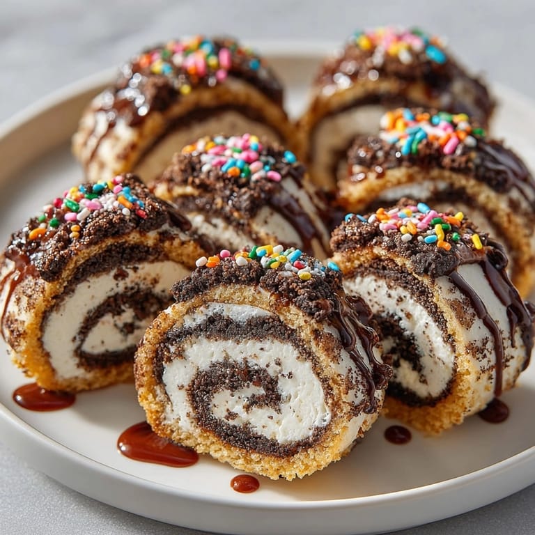 Easy Oreo Sushi Rolls recipe: a sweet, delightful treat garnished with sprinkles.