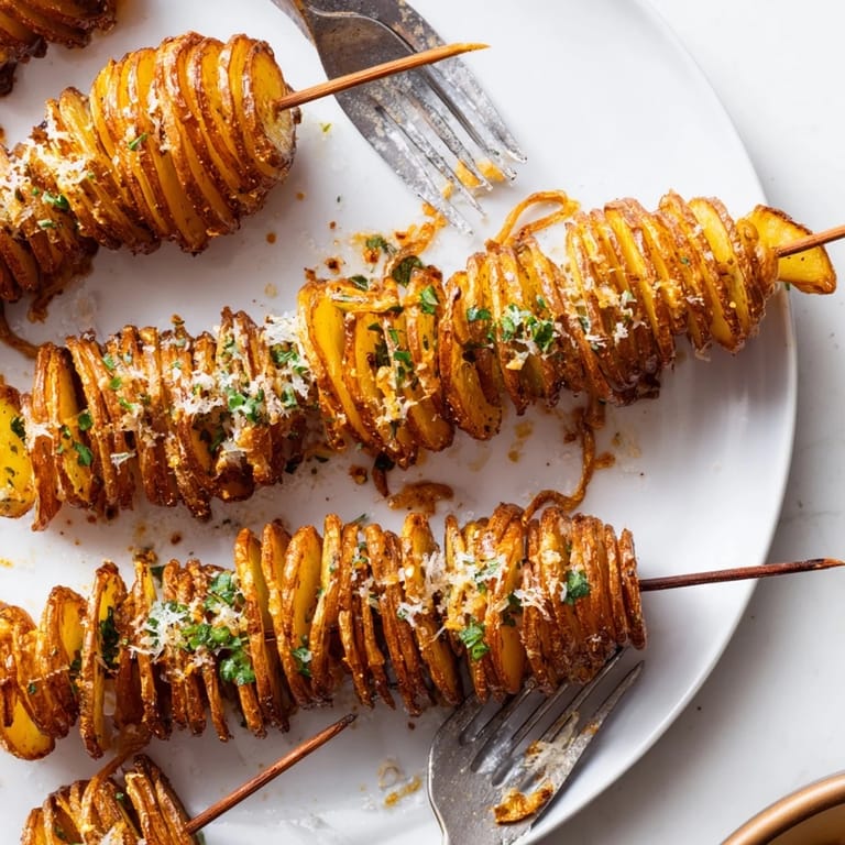 Healthy Air-Fryer Tornado Potatoes, seasoned and air-fried for a fun side dish experience.