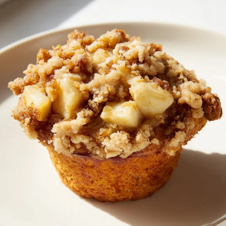 Homemade tasty apple muffins, piled high with a buttery crumb topping, ready to be enjoyed.