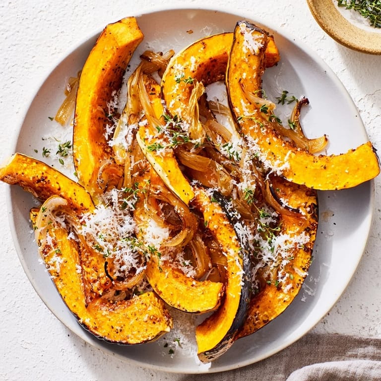 Melted Gruyere blankets the savory Caramelized Onion Gruyere Squash, a gourmet main course.