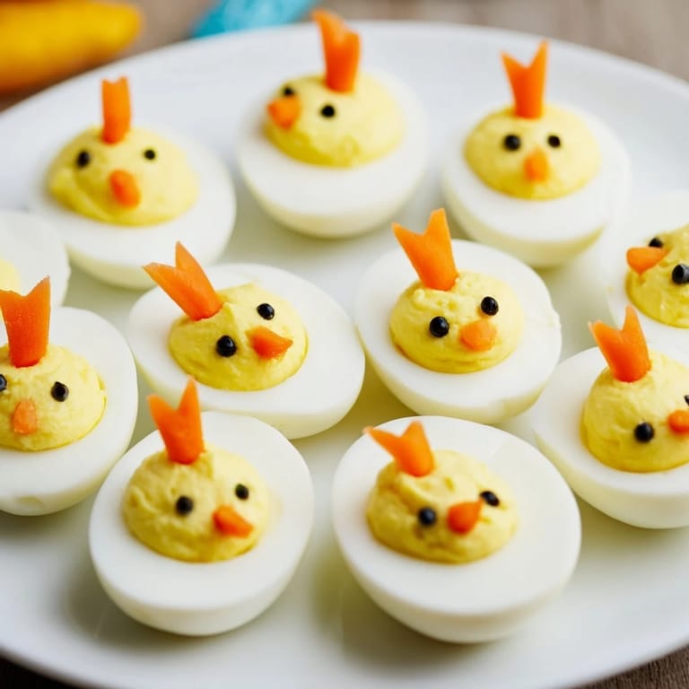 Eye-catching Chick & Duckling Snacks, perfect for kids, feature egg and cheese, served garnished with parsley.